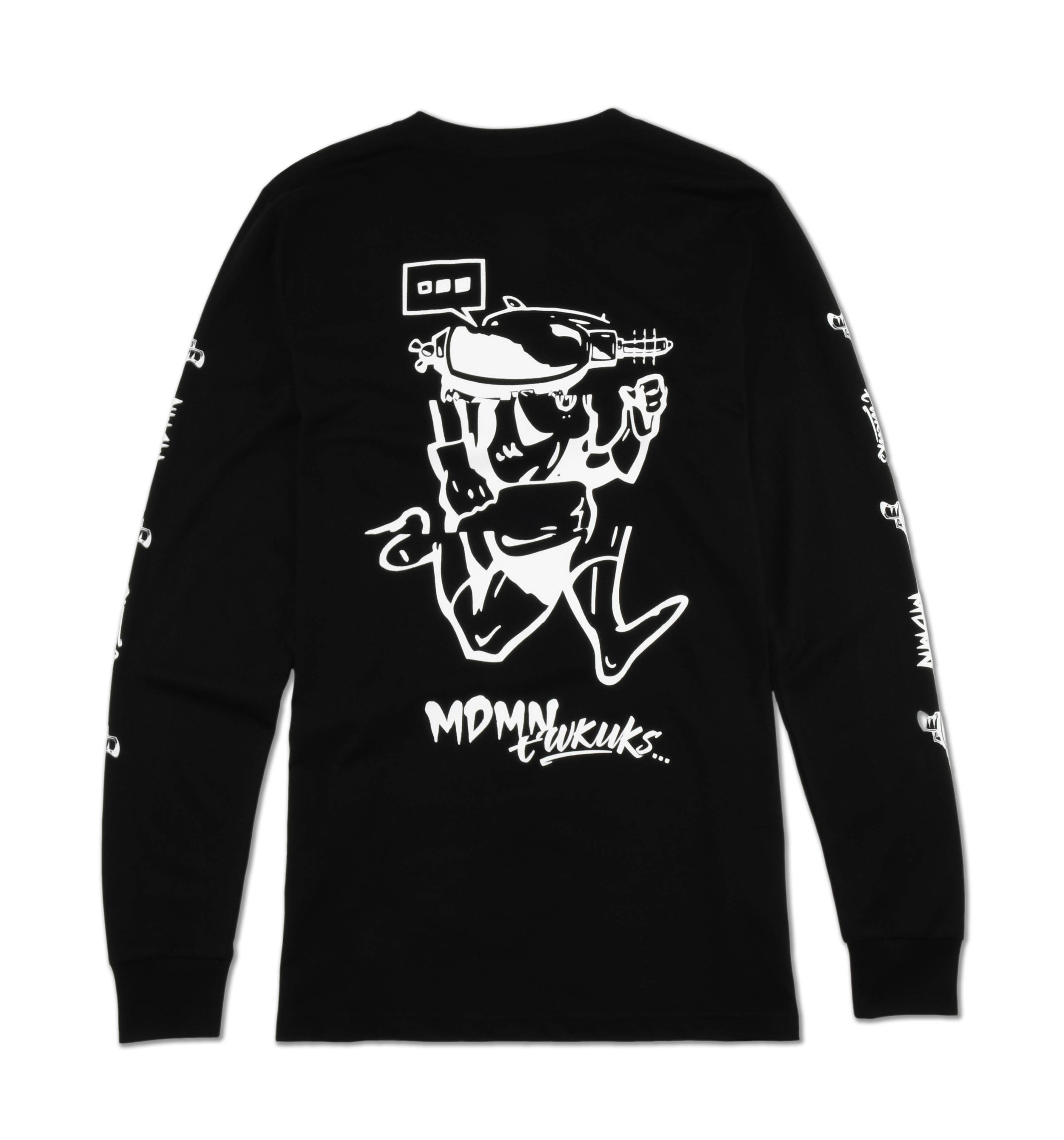 ewkuks streetwear black long sleeve tee shirt